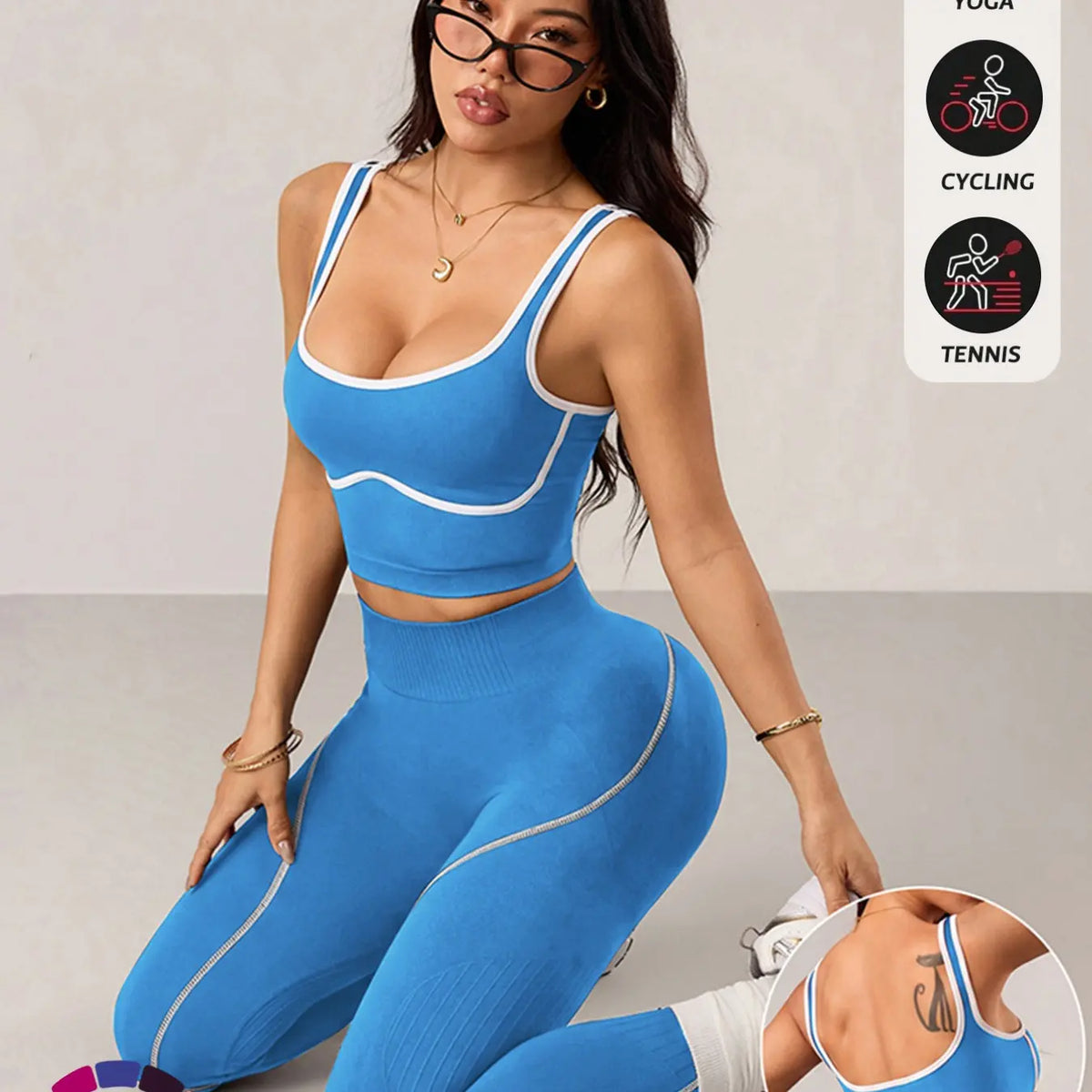 Women'S 2 Piece Sportswear Set, Sports Vest and Tight Pants, Fitness and Daily Exercise, High Waist Tummy Control, Fashion Gym Clothes