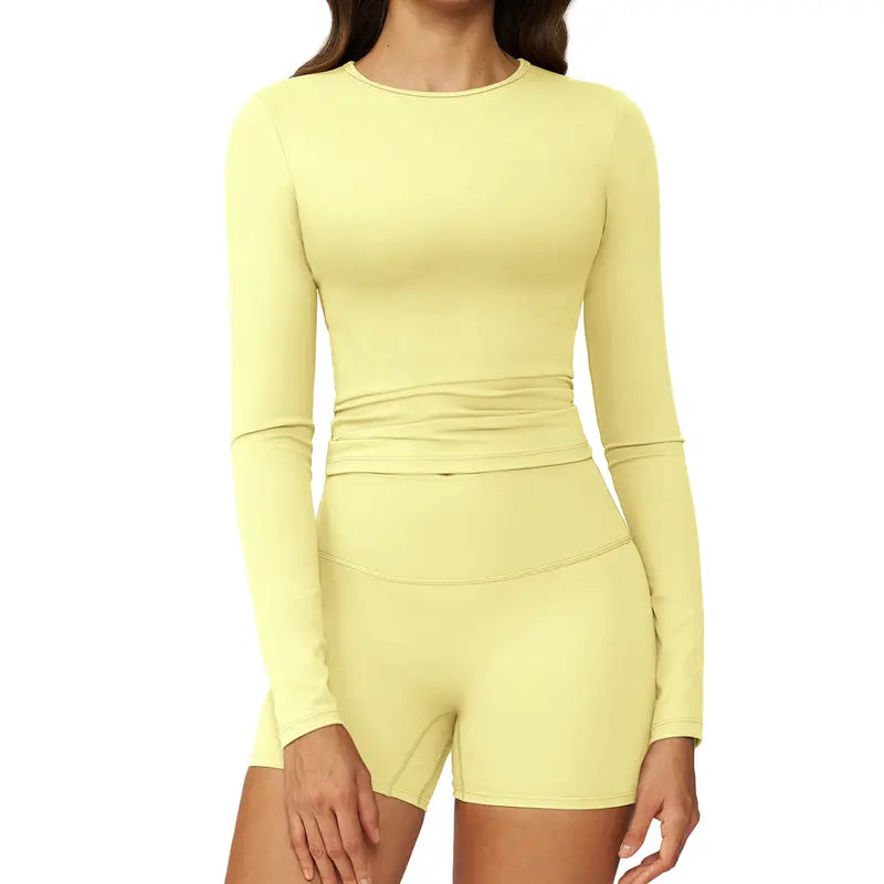 Tenwolf Women's Autumn Two-Piece Activewear Set with Fitted Top and High-Waisted Shorts/Pants; Shaping, Tummy Control, Breathable, Quick-Dry, Stretchy Sportswear for Yoga, Pilates, Workouts, and Casual Wear.