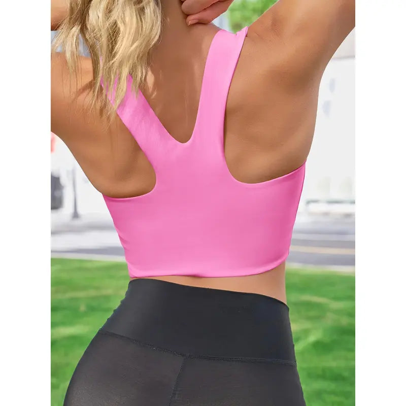 Aoysky Women's Fitted Buttery Soft Square Neck Padded Seamless Longline Sports Bra - Ideal for Yoga, Running, and Gym Workouts