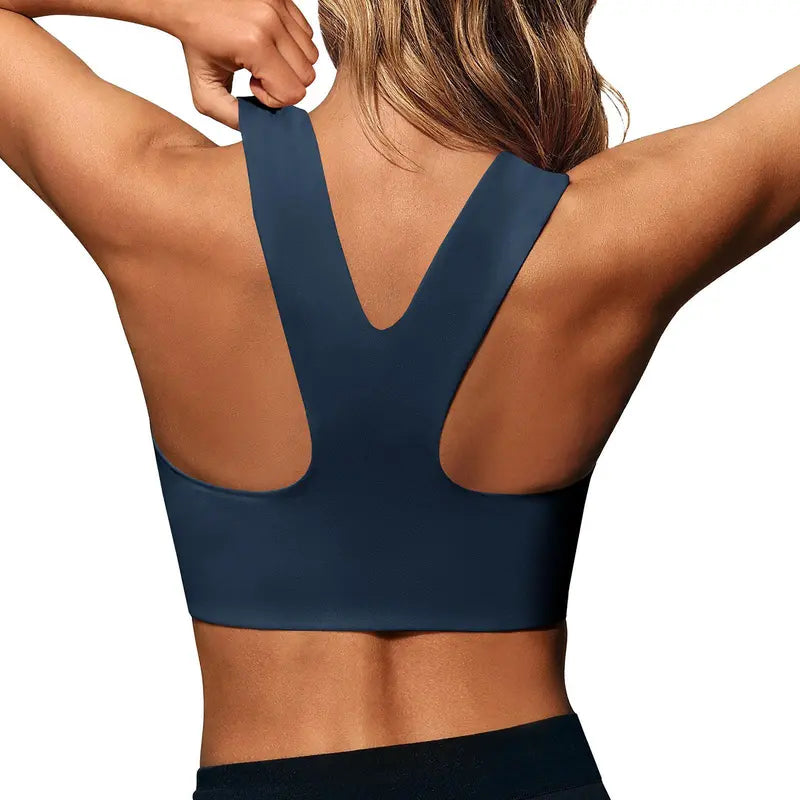 Aoysky Women's Fitted Buttery Soft Square Neck Padded Seamless Longline Sports Bra - Ideal for Yoga, Running, and Gym Workouts