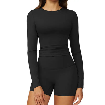 Tenwolf Women's Autumn Two-Piece Activewear Set with Fitted Top and High-Waisted Shorts/Pants; Shaping, Tummy Control, Breathable, Quick-Dry, Stretchy Sportswear for Yoga, Pilates, Workouts, and Casual Wear.