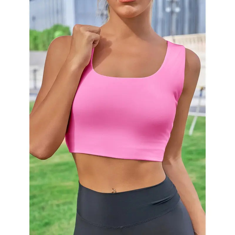 Aoysky Women's Fitted Buttery Soft Square Neck Padded Seamless Longline Sports Bra - Ideal for Yoga, Running, and Gym Workouts