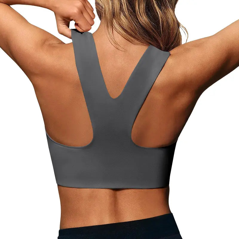 Aoysky Women's Fitted Buttery Soft Square Neck Padded Seamless Longline Sports Bra - Ideal for Yoga, Running, and Gym Workouts