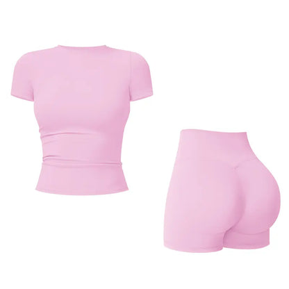 Tenwolf Women's Autumn Two-Piece Activewear Set with Fitted Top and High-Waisted Shorts/Pants; Shaping, Tummy Control, Breathable, Quick-Dry, Stretchy Sportswear for Yoga, Pilates, Workouts, and Casual Wear.