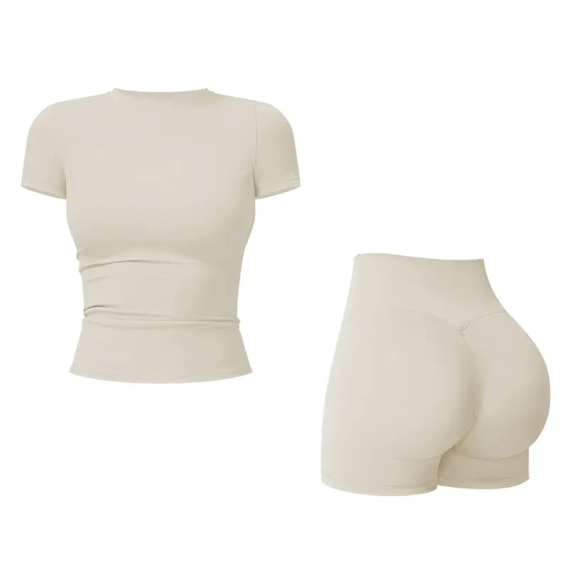 Tenwolf Women's Autumn Two-Piece Activewear Set with Fitted Top and High-Waisted Shorts/Pants; Shaping, Tummy Control, Breathable, Quick-Dry, Stretchy Sportswear for Yoga, Pilates, Workouts, and Casual Wear.