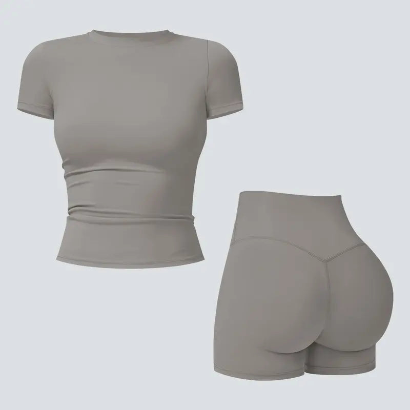 Tenwolf Women's Autumn Two-Piece Activewear Set with Fitted Top and High-Waisted Shorts/Pants; Shaping, Tummy Control, Breathable, Quick-Dry, Stretchy Sportswear for Yoga, Pilates, Workouts, and Casual Wear.