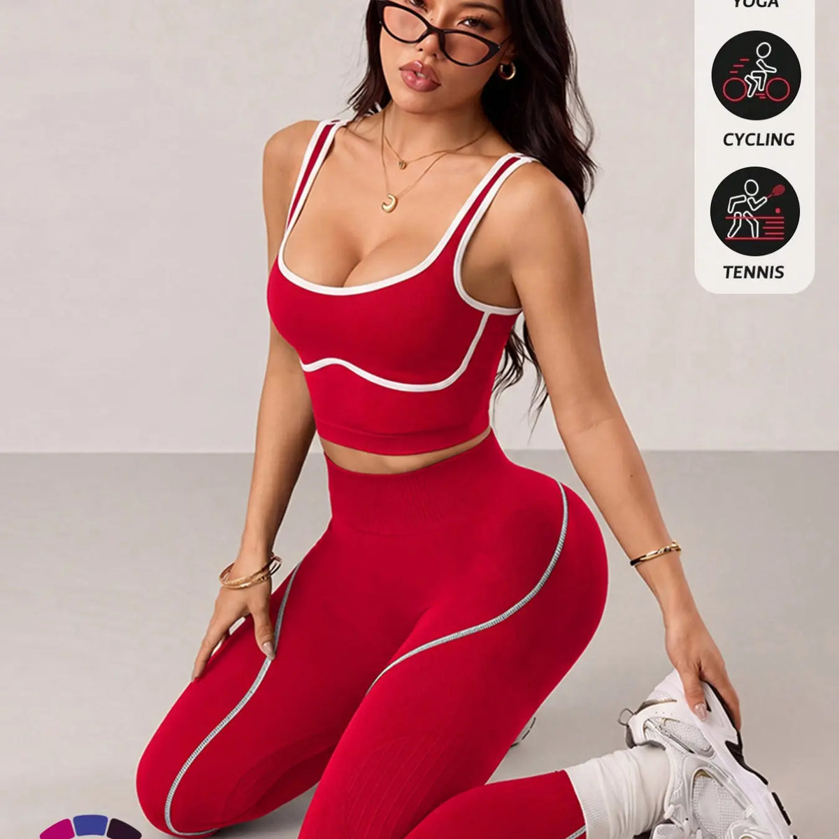 Women'S 2 Piece Sportswear Set, Sports Vest and Tight Pants, Fitness and Daily Exercise, High Waist Tummy Control, Fashion Gym Clothes