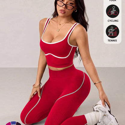Women'S 2 Piece Sportswear Set, Sports Vest and Tight Pants, Fitness and Daily Exercise, High Waist Tummy Control, Fashion Gym Clothes
