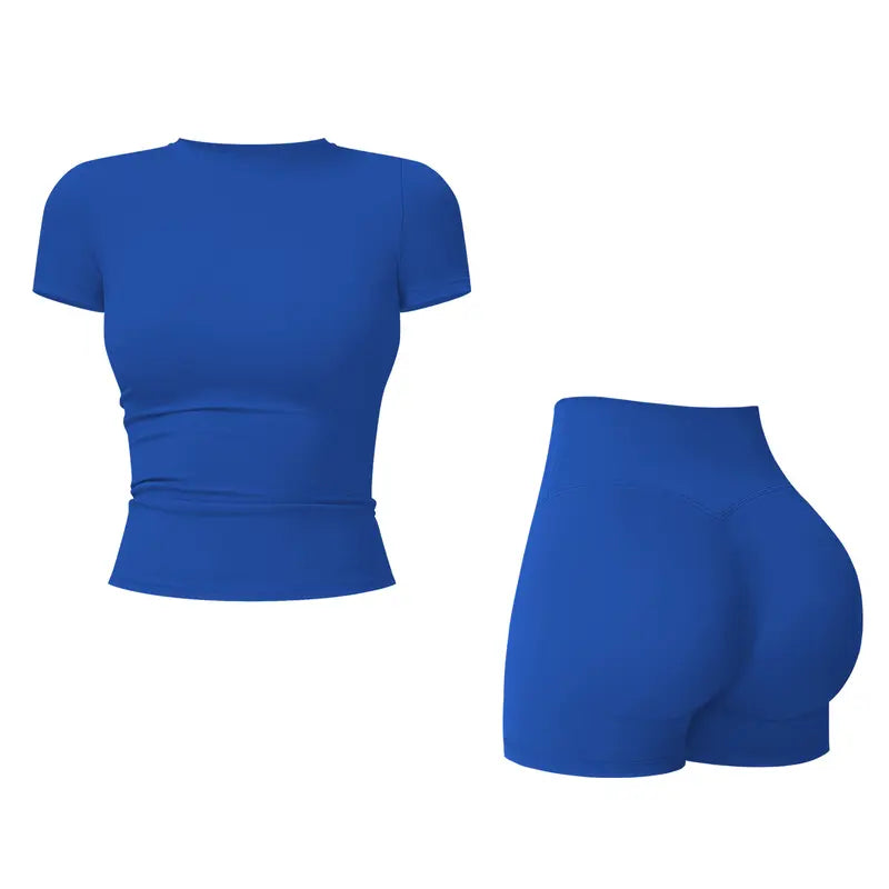 Tenwolf Women's Autumn Two-Piece Activewear Set with Fitted Top and High-Waisted Shorts/Pants; Shaping, Tummy Control, Breathable, Quick-Dry, Stretchy Sportswear for Yoga, Pilates, Workouts, and Casual Wear.