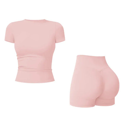 Tenwolf Women's Autumn Two-Piece Activewear Set with Fitted Top and High-Waisted Shorts/Pants; Shaping, Tummy Control, Breathable, Quick-Dry, Stretchy Sportswear for Yoga, Pilates, Workouts, and Casual Wear.