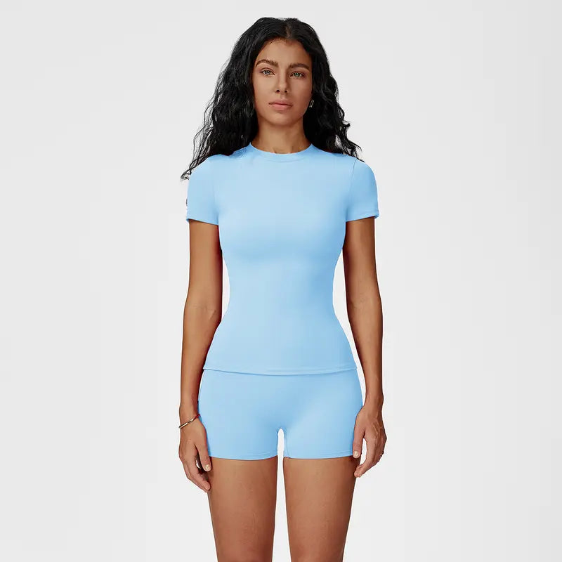 Tenwolf Women's Autumn Two-Piece Activewear Set with Fitted Top and High-Waisted Shorts/Pants; Shaping, Tummy Control, Breathable, Quick-Dry, Stretchy Sportswear for Yoga, Pilates, Workouts, and Casual Wear.