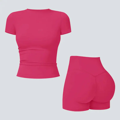 Tenwolf Women's Autumn Two-Piece Activewear Set with Fitted Top and High-Waisted Shorts/Pants; Shaping, Tummy Control, Breathable, Quick-Dry, Stretchy Sportswear for Yoga, Pilates, Workouts, and Casual Wear.