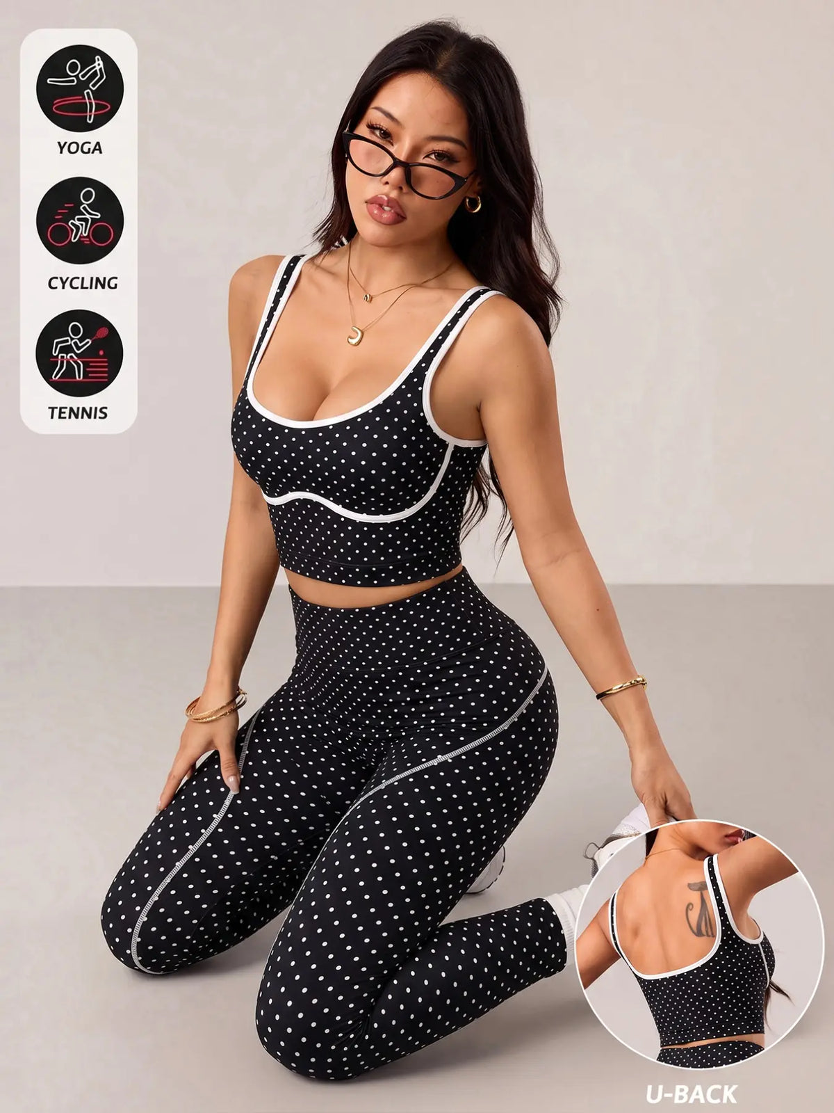Women'S 2 Piece Sportswear Set, Sports Vest and Tight Pants, Fitness and Daily Exercise, High Waist Tummy Control, Fashion Gym Clothes