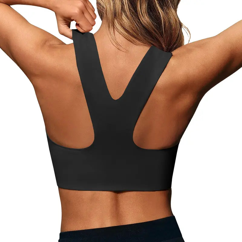 Aoysky Women's Fitted Buttery Soft Square Neck Padded Seamless Longline Sports Bra - Ideal for Yoga, Running, and Gym Workouts