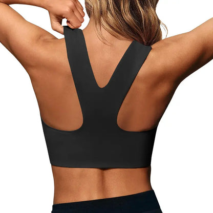 Aoysky Women's Fitted Buttery Soft Square Neck Padded Seamless Longline Sports Bra - Ideal for Yoga, Running, and Gym Workouts