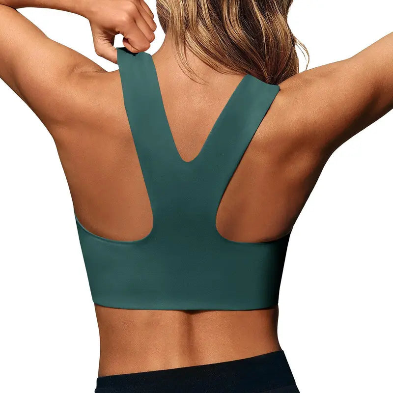 Aoysky Women's Fitted Buttery Soft Square Neck Padded Seamless Longline Sports Bra - Ideal for Yoga, Running, and Gym Workouts