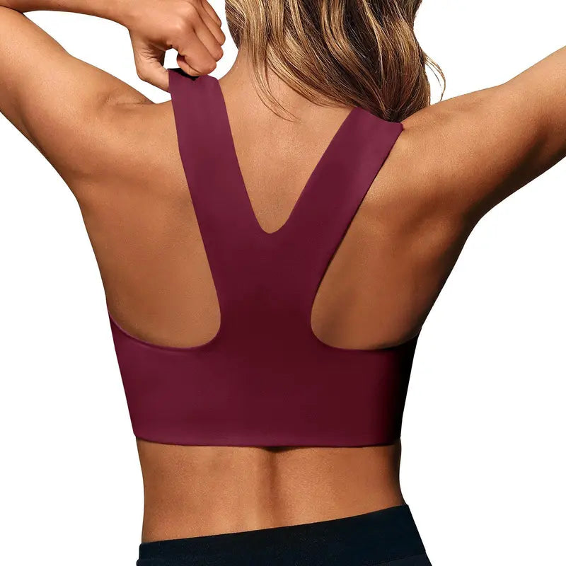 Aoysky Women's Fitted Buttery Soft Square Neck Padded Seamless Longline Sports Bra - Ideal for Yoga, Running, and Gym Workouts