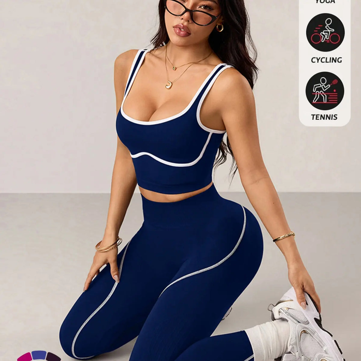 Women'S 2 Piece Sportswear Set, Sports Vest and Tight Pants, Fitness and Daily Exercise, High Waist Tummy Control, Fashion Gym Clothes