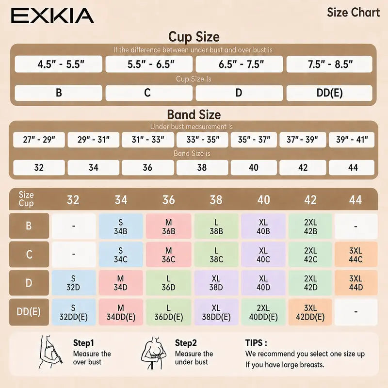 EXKIA Women's Beige Basic Postural Correction Sports Bra - Wireless, Soft, Breathable, Lightweight with Non-Removable Moulded Cups and Tie Back for Gym and Daily Training, Sohochic
