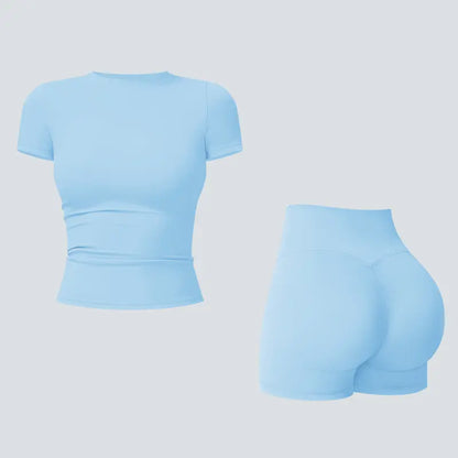 Tenwolf Women's Autumn Two-Piece Activewear Set with Fitted Top and High-Waisted Shorts/Pants; Shaping, Tummy Control, Breathable, Quick-Dry, Stretchy Sportswear for Yoga, Pilates, Workouts, and Casual Wear.