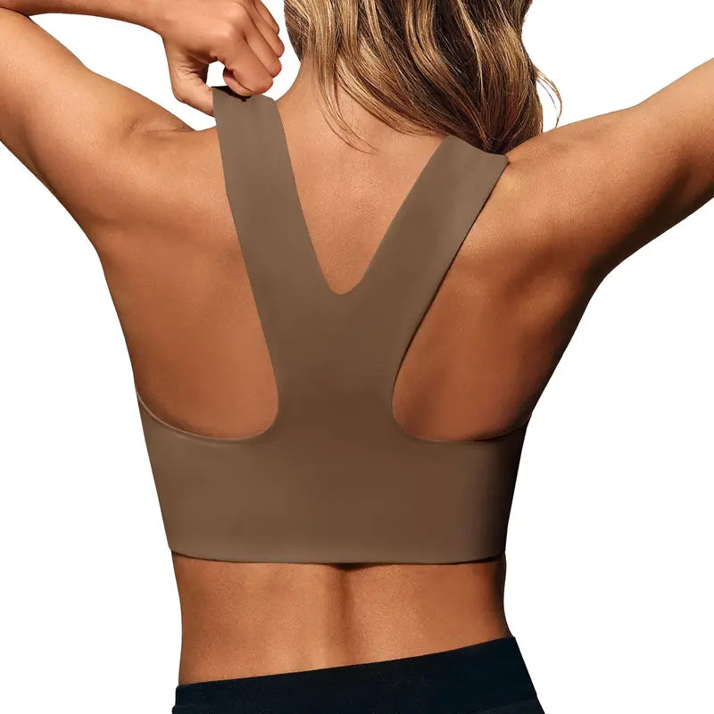 Aoysky Women's Fitted Buttery Soft Square Neck Padded Seamless Longline Sports Bra - Ideal for Yoga, Running, and Gym Workouts