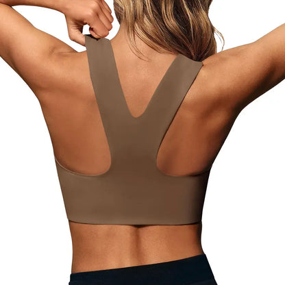 Aoysky Women's Fitted Buttery Soft Square Neck Padded Seamless Longline Sports Bra - Ideal for Yoga, Running, and Gym Workouts