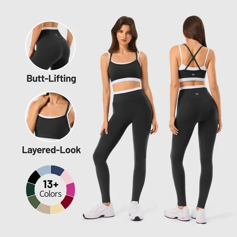 INNO MINT Women's 2-Piece Fitted Workout Set - Soft, Breathable Gym Wear with Seamless Yoga Pants and Padded Sports Bra in High-Stretch Spandex Fabric