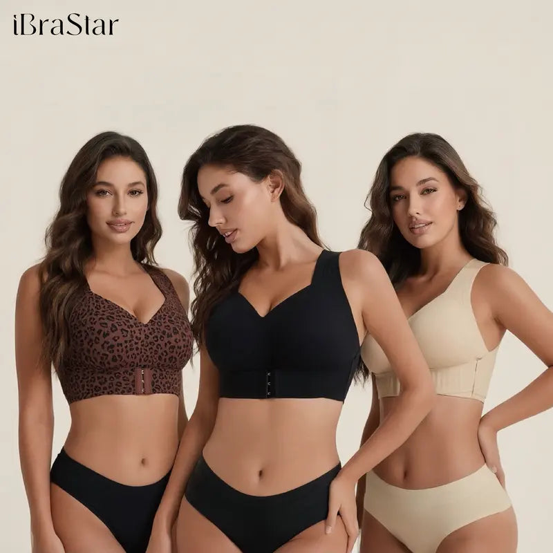 Ibrastar Posture Bra, Women’S Beige Wireless Bra, Soft Breathable Non-Removable Molded Cups, Yoga Fitness Sportswear for Gym and Daily Training, Summer Vibes Bra Soft Comfy Bra Seamless Shaping Bras Push up Bra Bras for Women Minimizer Bra Jelly Bra