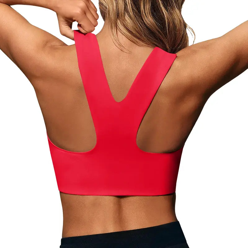 Aoysky Women's Fitted Buttery Soft Square Neck Padded Seamless Longline Sports Bra - Ideal for Yoga, Running, and Gym Workouts