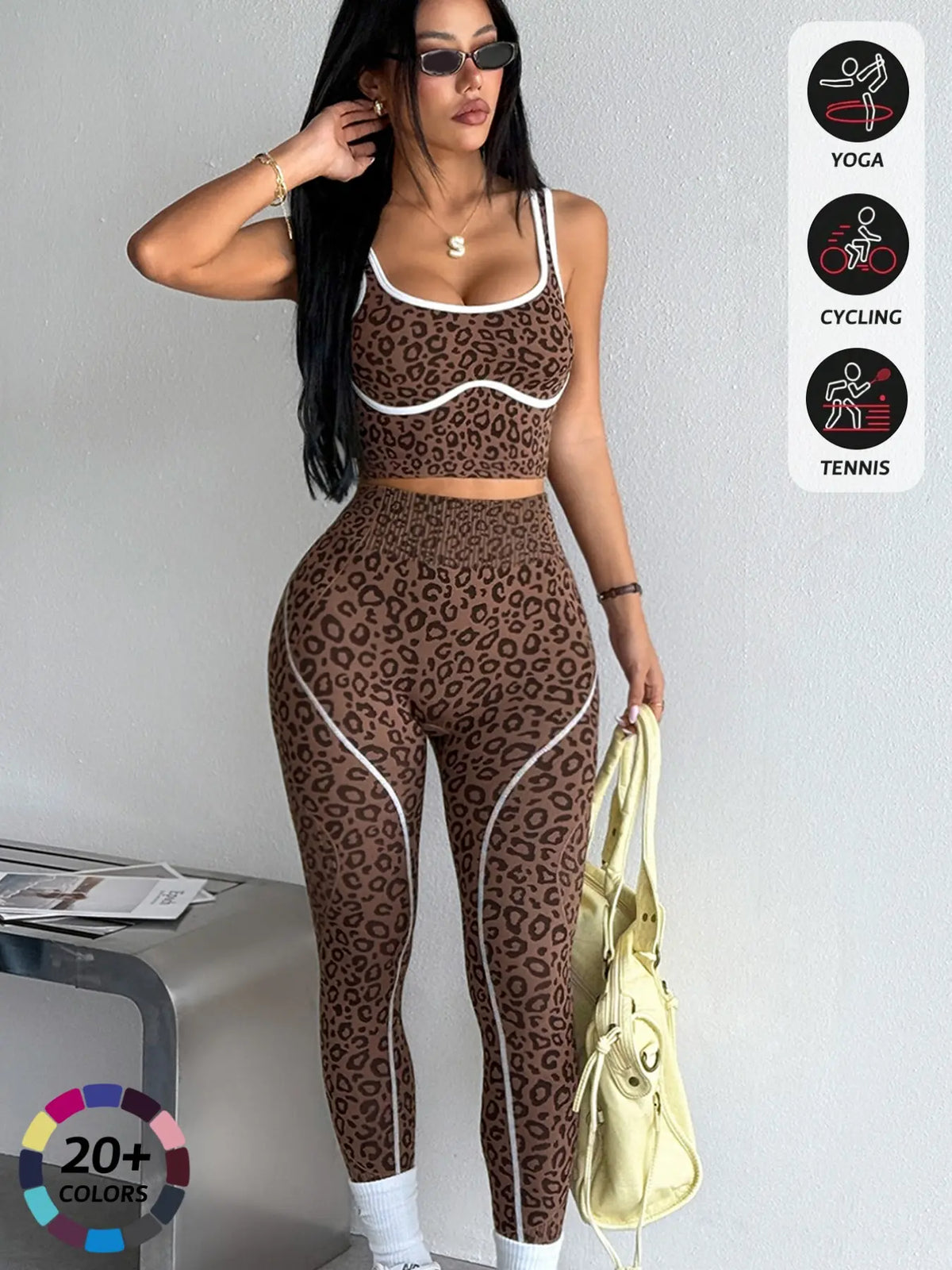 Women'S 2 Piece Sportswear Set, Sports Vest and Tight Pants, Fitness and Daily Exercise, High Waist Tummy Control, Fashion Gym Clothes