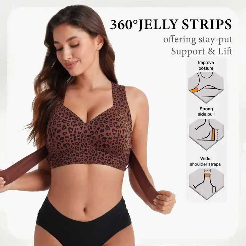 Ibrastar Posture Bra, Women’S Beige Wireless Bra, Soft Breathable Non-Removable Molded Cups, Yoga Fitness Sportswear for Gym and Daily Training, Summer Vibes Bra Soft Comfy Bra Seamless Shaping Bras Push up Bra Bras for Women Minimizer Bra Jelly Bra